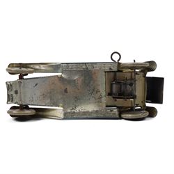 Wells tinplate clockwork limousine, the cream body, with blue roof and lithographed details, with driver and key, H8cm, L23cm