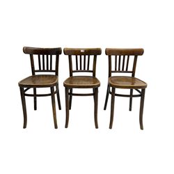 Set three mid-20th century beech bentwood chairs 