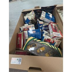 Collection of diecast model cars, incluidng Lledo Days Gone and Corgi examples, all boxed, in three boxes