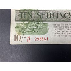 United Kingdom of Great Britain and Ireland Fisher second issue ten shillings banknote ‘N12 293884’