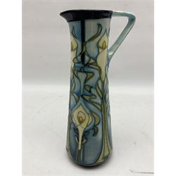 Moorcroft jug, of tapering form, decorated in the Calla Lily pattern by Emma Bossons, circa 2001, H24cm