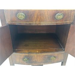 Part canteen of silver plated cutlery, including ivorine handled table and dessert knives, table forks, dessert forks, dessert spoons, teaspoons and soup spoons, all contained within a canteen cabinet converted from a George III mahogany enclosed wash stand