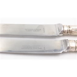  Set of ten matched silver dinner knives Old English thread pattern by Garrard & Co Ltd with rustless steel blades (10)  