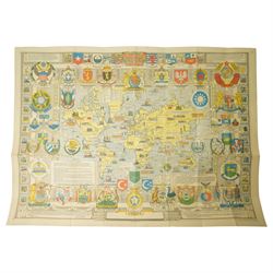 'United Nations Map of the World' - a folding map by L.G.Bullock published by John Bartholomew 1948, 'London at a Glance' booklet, souvenir of The British Empire Exhibition 1924, Bacon's large print folding map of London, Ward Lock London guide book and other guides to London, Paris and Berlin 