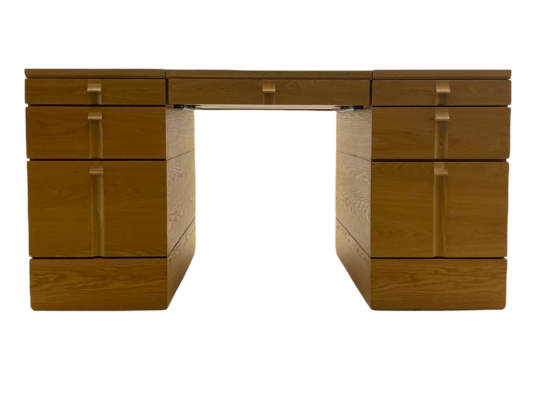 Marks and Spencer Home - light oak office desk, fitted with drawers, inset writing surface with hinged compartment
