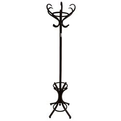 Stained beech bentwood hat and coat stand