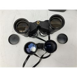 Nine cased pairs of binoculars, to include Tohyoh 22x70, Greenkat 7x- 12x50, Chinon, Fisher-Dietz 7x50, etc