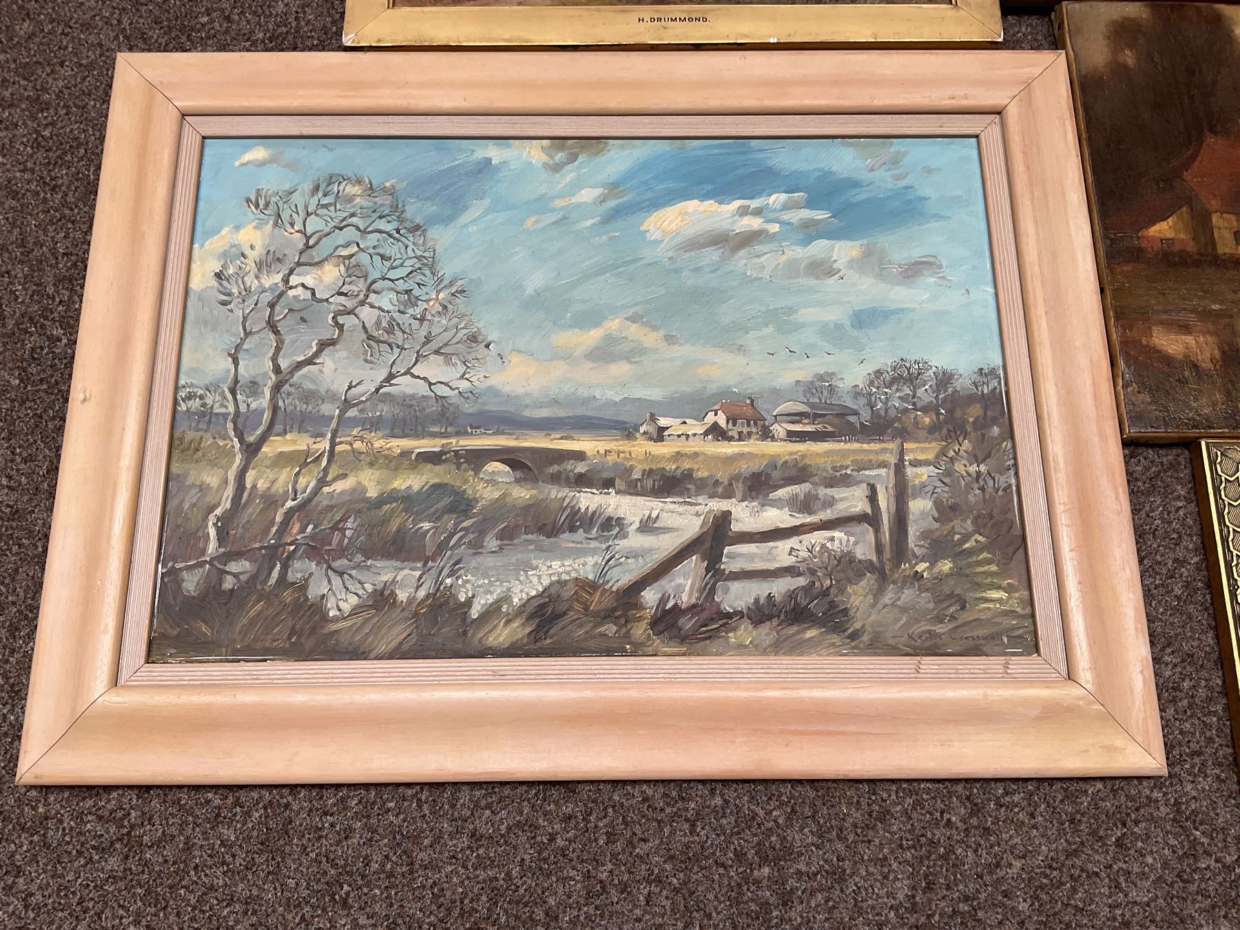 Collection of oil paintings, artists including Albert Ernest Bottomley, Stephen Denison, Hermann Sandoz, H Drummond, Ainsworth, Keith Cresswell, etc (10)