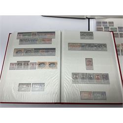 World stamps with many relating to Victory in Europe including King George VI '8th June 1946' stamps from various countries including Antigua, British Guiana, British Honduras, British Solomon Islands, Cayman Islands, Ceylon, Fiji, Grenada, Montserrat, St Helena etc, both mint and used stamps seen, housed in three stockbooks