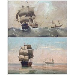 Edward King Redmore (British 1860-1941): Shipping in a Calm and a Swell, pair oils on board signed 21cm x 29cm (2)