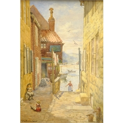  Tin Ghaut Whitby, watercolour signed by Charles E Flowerdew (British exh.1885) 34cm x 24cm  