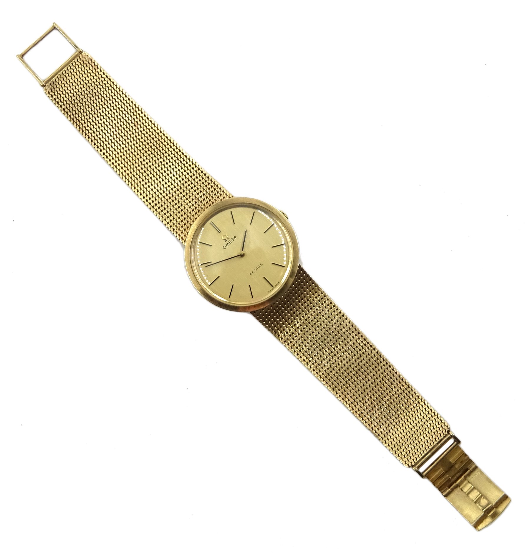 Omega De Ville gentleman's 9ct gold bracelet wristwatch, London 1973, No.35268008, boxed with papers