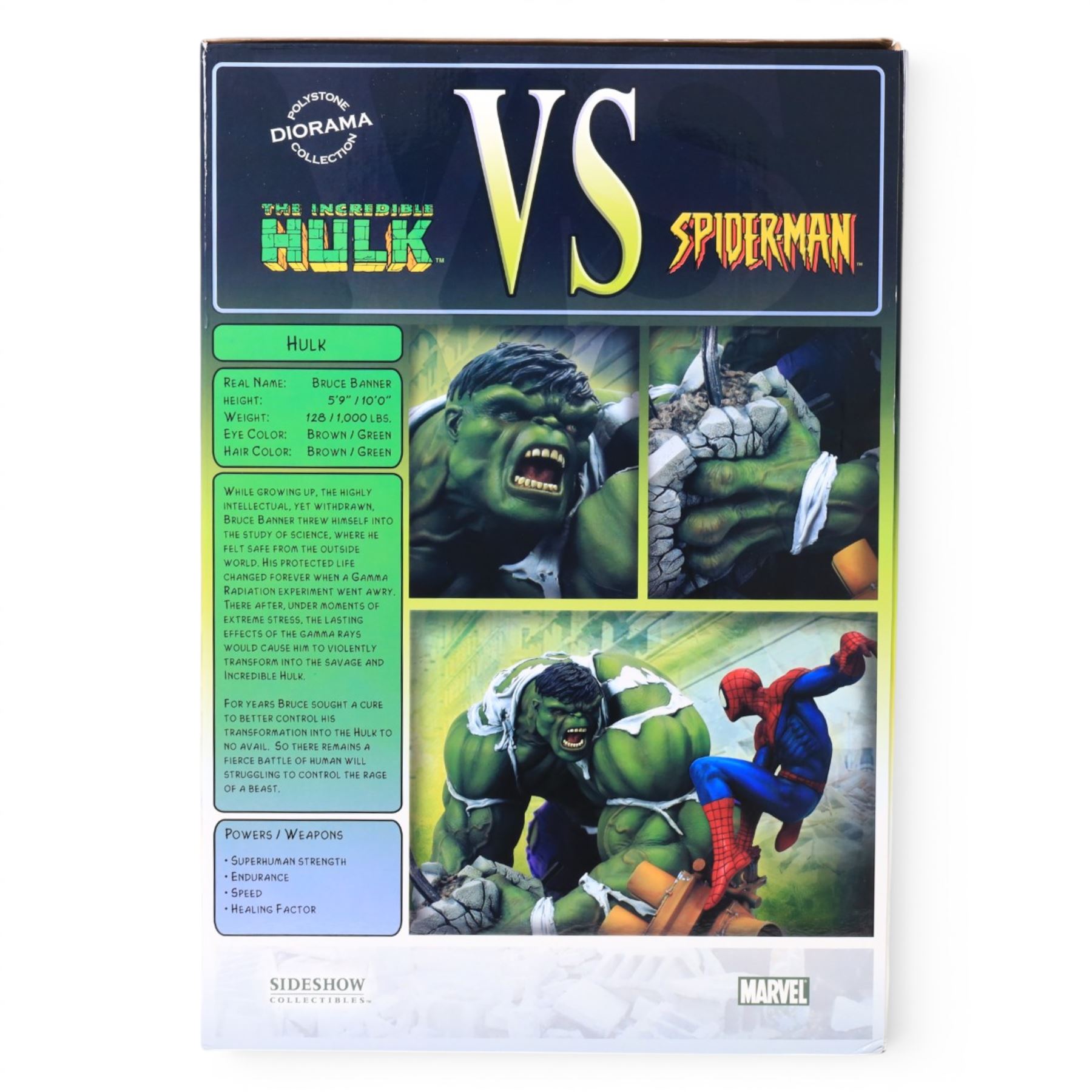 Sideshow Collectibles limited edition Hulk vs Spiderman Diorama, boxed