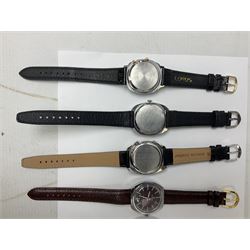 Two automatic wristwatches including Tara and Helbros and six manual wind wristwatches including Memostar alarm, Belmont alarm, Lanco, Tegrov, Superoma De Luxe and Services (8)