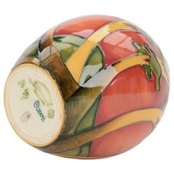 Moorcroft vase in Shepherds Delight pattern by Emma Bossons, of baluster form, with printed mark beneath, in original box, H13cm 