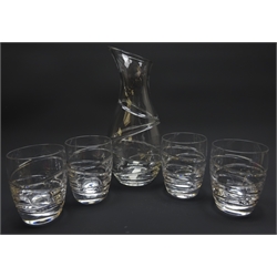 Jasper Conran at Stuart Crystal carafe and four tumblers in the Aura pattern, boxed