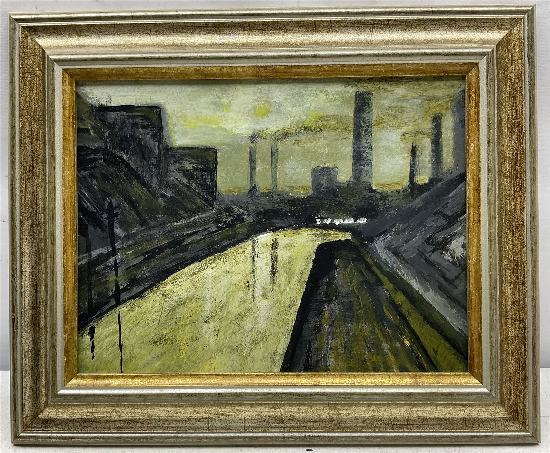 Circle of Theodore Major (British 1908-1999): Industrial Landscape, oil on board unsigned 16cm x 22cm
