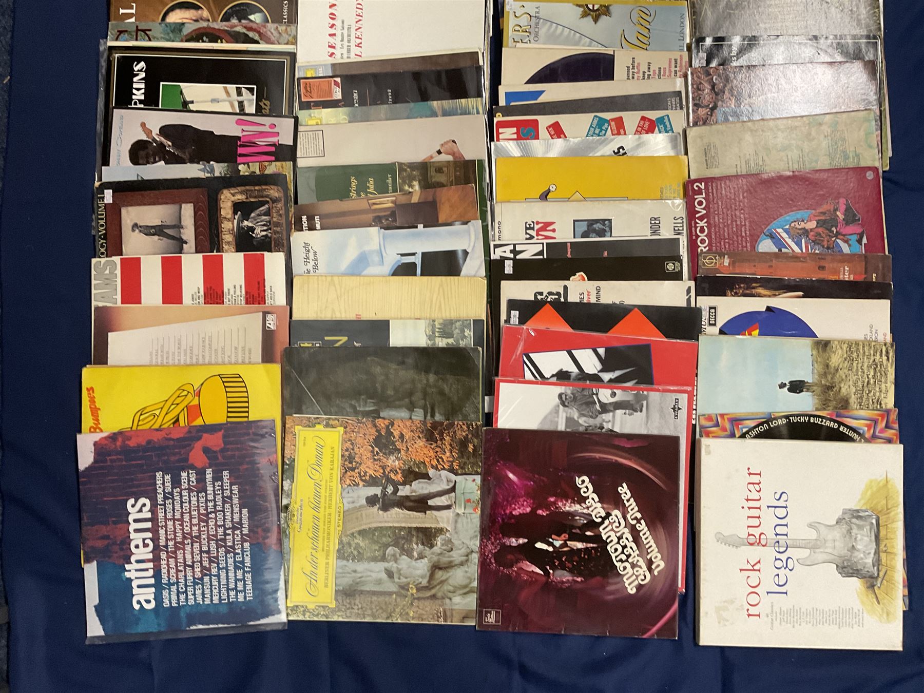 Quantity of vinyl records including Country music compilations, Peppermint Harris 'Houston Can't Be Heaven', Axe Attack 'Vol II', various other compilation albums and other music, approximately 100, in one box