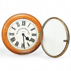 English-Large early 20th century 8-day fusee wall clock, 17 inch painted dial inscribed 