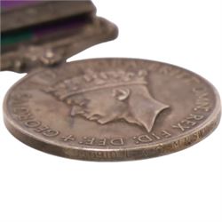 George VI General Service medal with Malaya clasp, awarded t0 4040910 L.A.C. M.N. Swinburne R.A.F 