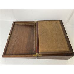 Wooden writing slop, together with canteen of flatware and another wooden box