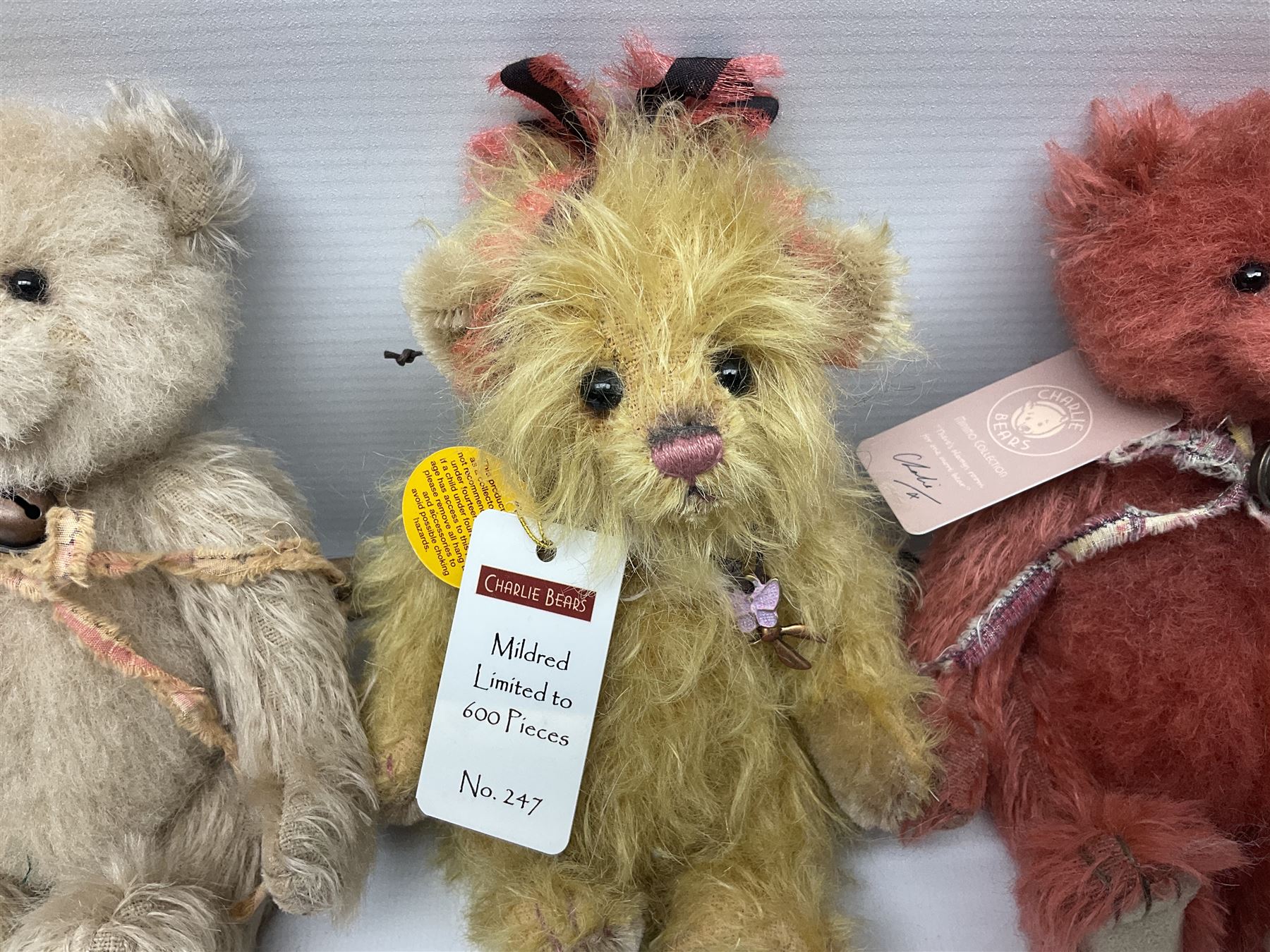 Four limited edition Charlie Bears, comprising Dinky 550/2000, Doobey 1204/2000, Pina 1167/2000, and Mildred 247/600, each designed by Isabelle Lee, from the Minimo Collection, all with tags 