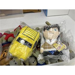 Only Fools and Horses stuffed toys, Churchill dogs and quantity of PG Tips merchandise and stuffed monkeys etc in two boxes
