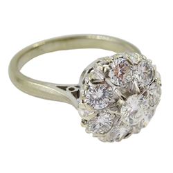 18ct white gold eight stone round brilliant cut diamond cluster ring, total diamond weight approx 0.90 carat 