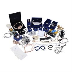 Collection of boxed Swarovski crystal jewellery, including statement necklaces, rings, bra...