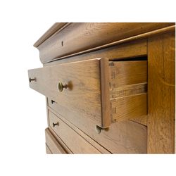Barre Dugue - French oak five drawer chest with three drawers and frieze drawer at top and one at bottom 
