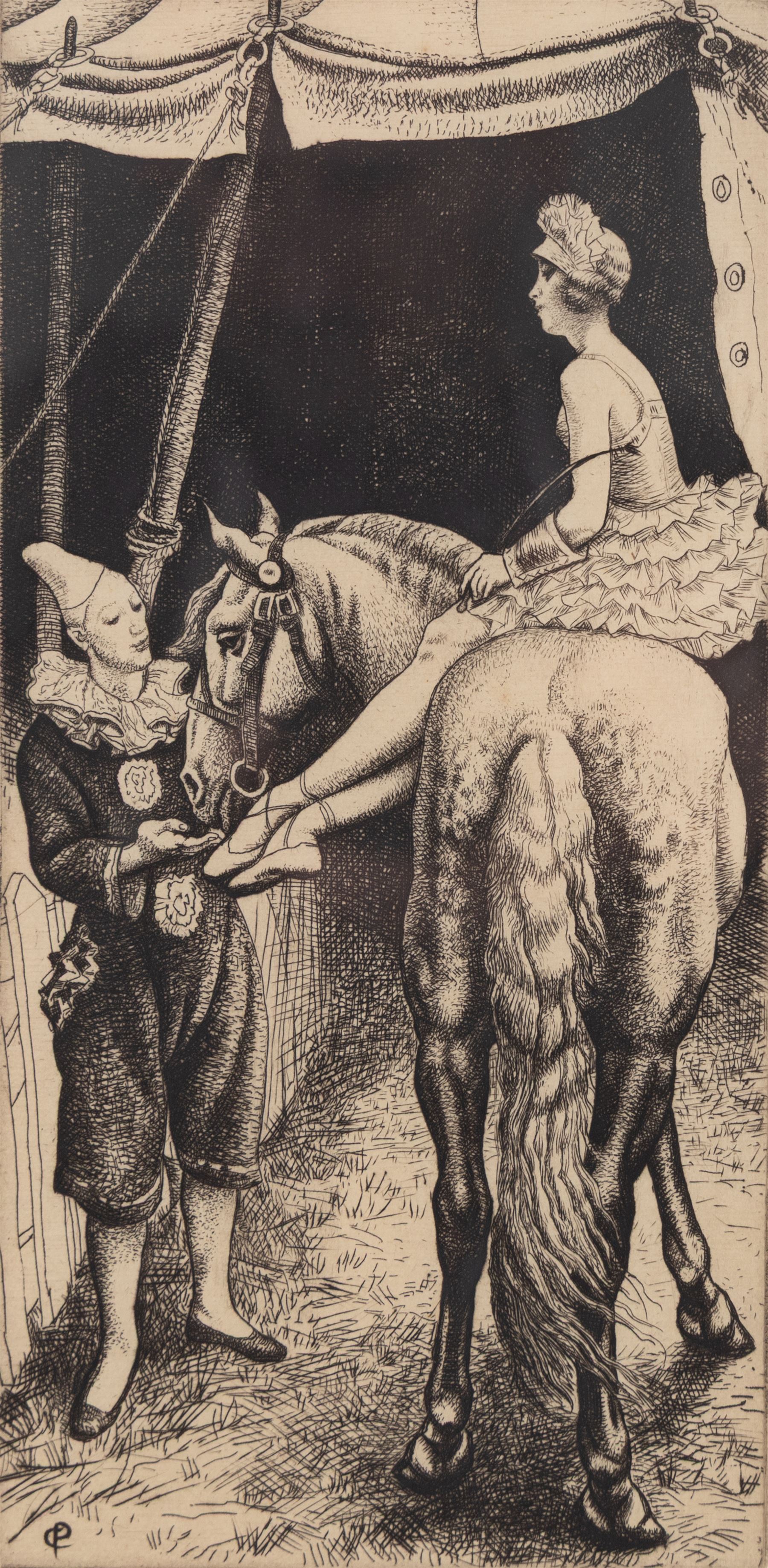 Dame Laura Knight (Staithes Group 1877-1970): 'Bareback Rider', etching pub. 1935, 25.5cm x 12.5cm 