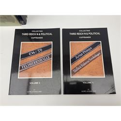 Excellent collection of twelve German Third Reich reference books including four by Adrian Forman - Guide to Third Reich German Awards and Documents, ........ Documents and Their Values. Volumes one and two. Both limited edition and signed by the author; and Bravery, Courage & Valour - Decorations and Awards of the Third Reich; D.E. Bowen: The Prussian & German iron Cross. Signed by the author; Ulric of England: Collecting Third Reich 'SS' and Political Cuffbands. Two volumes; Don Boyle: 'SS' Totenkopf H. Himmler Ring 1933-1945. 2nd printing. Signed by the author and inscribed to 'Adrian' (Forman); and four others (12)