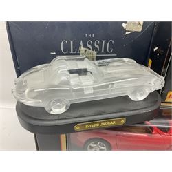 Three Maisto Special Edition 1:18 scale die-cast models - Porsche 550A Spyder, Jaguar 'S' Type and Ferrari 550 Maranello; all boxed; five other unboxed Maisto/Bburago 1:18 scale models; and two Classic Collection lead crystal models of Classic Cars (10)