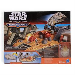 Hasbro Star Wars The Force Awakens models, comprising Poe Dameron Speeder Bike, three Millennium Falcons, including two Micromachines examples and a Force Link Starter Set, all boxed 