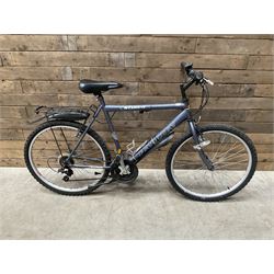 Three bicycles- man’s Falcon Storm 18 speed mountain bike; lady’s Dawes Sonoran 24 speed road bike; child’s Apollo 18 speed bike (3)