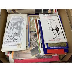 Miscellaneous ephemera including large quantity of theatre programmes c1936-2000s, some bearing signatures; 1930s/40s sheet music; film magazines including Screenland 1928, Theatre Arts 1950s, Film Review 1980s/90s etc