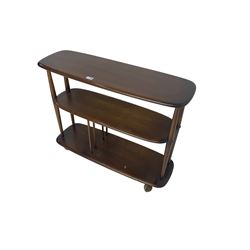 Ercol - elm and beech three tier stand on castors