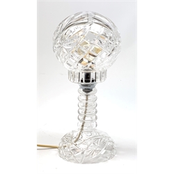 A clear cut glass table lamp, with domed glass shade, H35cm. 