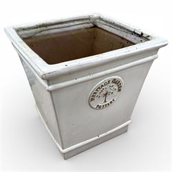 Pair grey glazed ‘Heritage Pottery’ square tapering planters