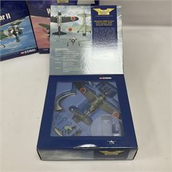 Corgi - Aviation Archive, ten ‘World War II Europe & Africa’ 1:72 scale models to include limited editions, comprising AA numbers 32103, 32206, 32501, limited edition 32502 no.4480/5500, 32503, limited edition 33003 no.1671/4000, limited edition 33102 no.2486/6700, 33801, 33801 and 33805; all boxed 