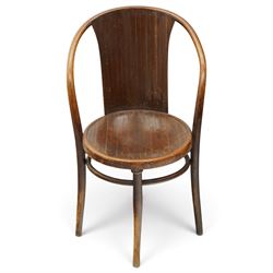 Fischel - Set of six early 20th century Czech Republic bentwood bistro chairs, with continuous hoop back, circular seat on tapering supports united by a stretcher