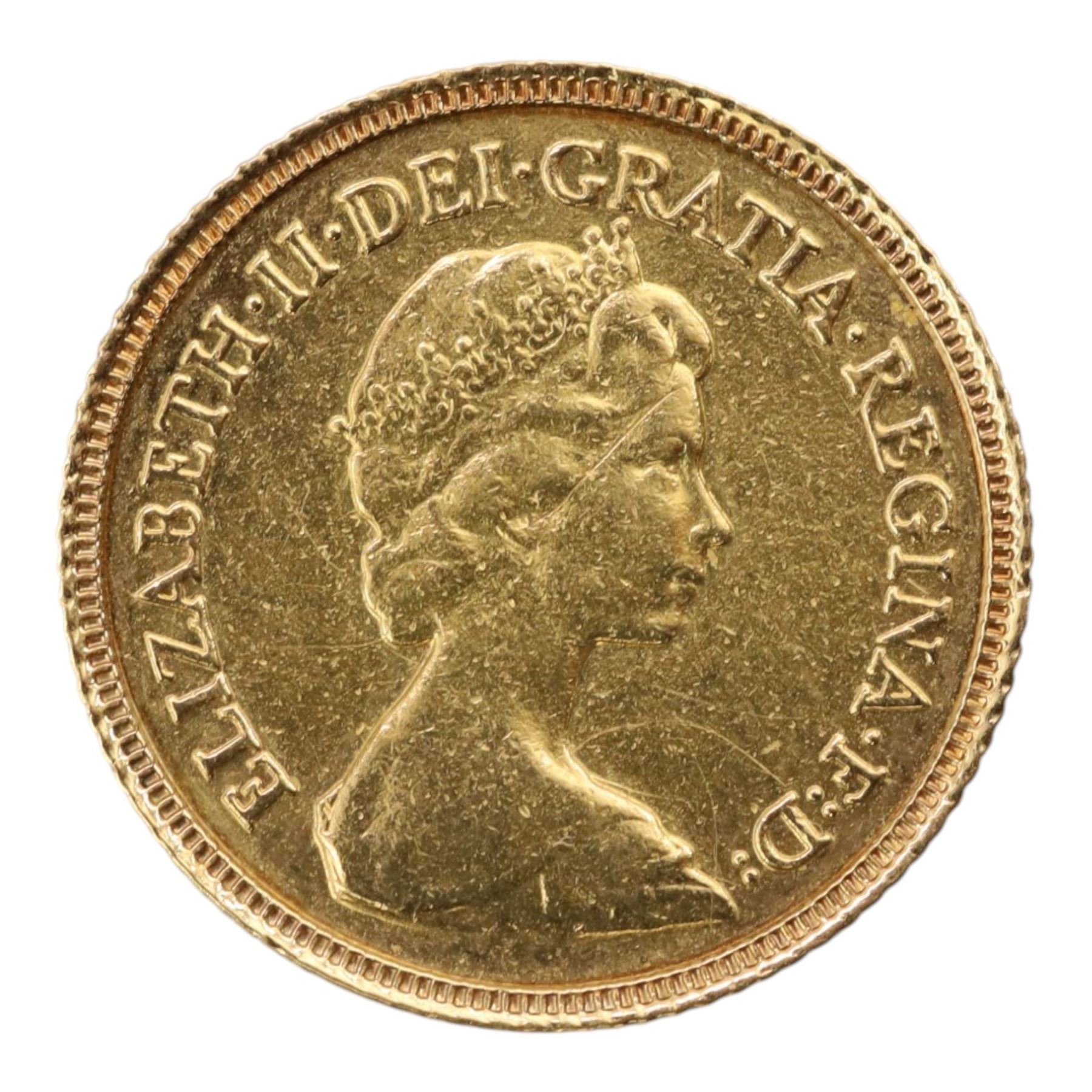 Queen Elizabeth II 1982 gold half sovereign coin