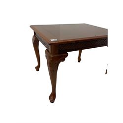 Georgian design square walnut coffee table (97cm x 97cm, H41cm), and similar lamp table (69cm x 59cm, H53cm