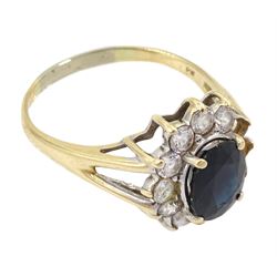 14ct gold cubic zirconia cluster ring, stamped