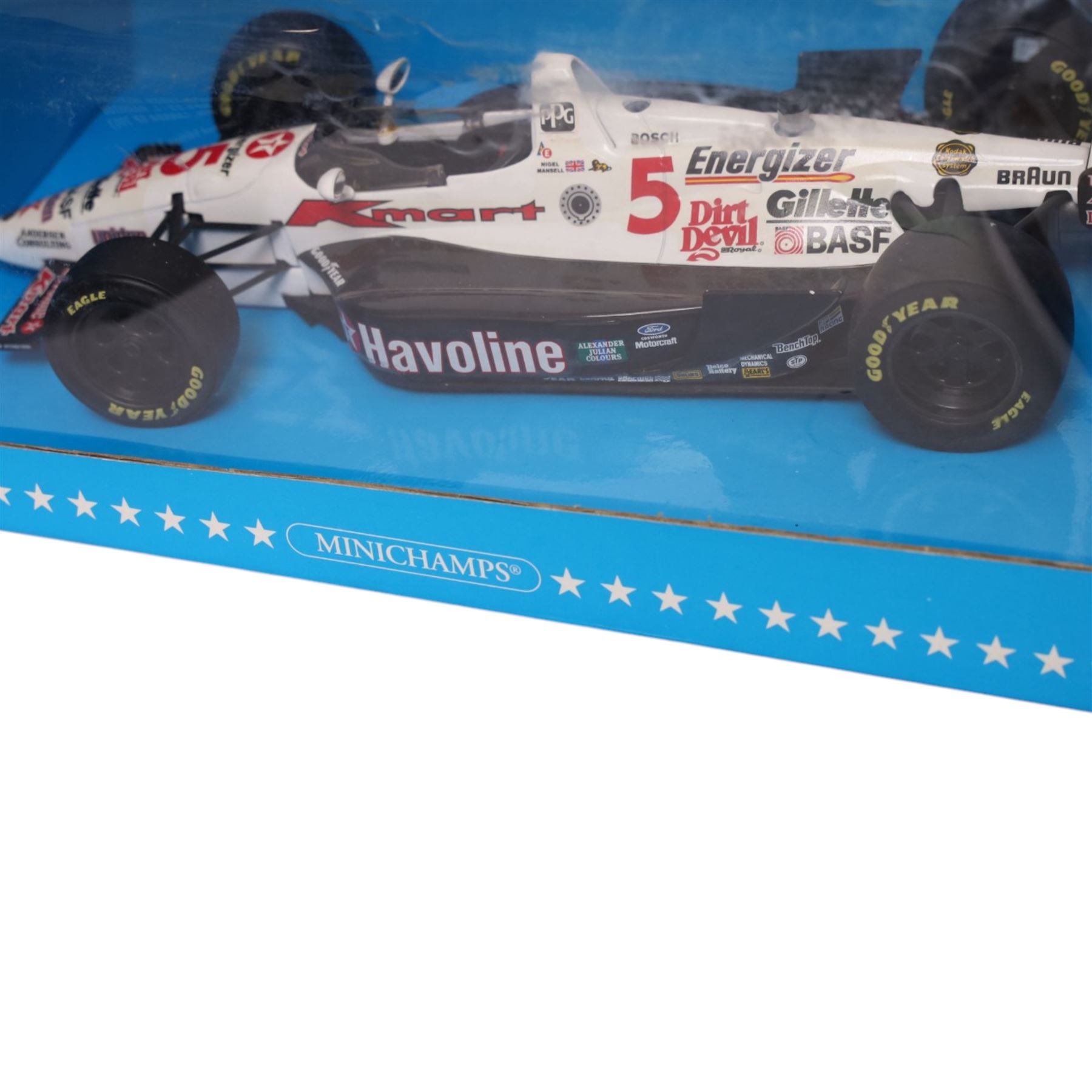 Minichamps limited edition 1:18 Vodaphone McLaren Mercedes MP4-22 L. Hamilton 1st Win - Canada GP 2007 #2 car, together with Minichamps Indy Car Collection 1:18 Lola Ford Team Newman-Haas #5 car no. 520931805, both boxed (2)