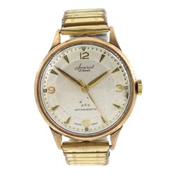 Accurist 9ct gold 21 jewels antimagnetic manual wind gentleman's wristwatch, case by British Watch Cases Ltd, Edinburgh 1954, on expanding gilt strap