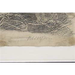 LTP Manjusri (Sri Lankan 1902-1982 - Columbo '43 Group): 'The Battle', pencil rubbing on paper signed in pencil 10cm x 27cm (unframed)
Notes: LTP Manjusri was a pioneering modern Sri Lankan artist and a founding member of the Colombo ’43 Group, known for works that integrate Buddhist themes with modern techniques across paintings, murals, and etchings.