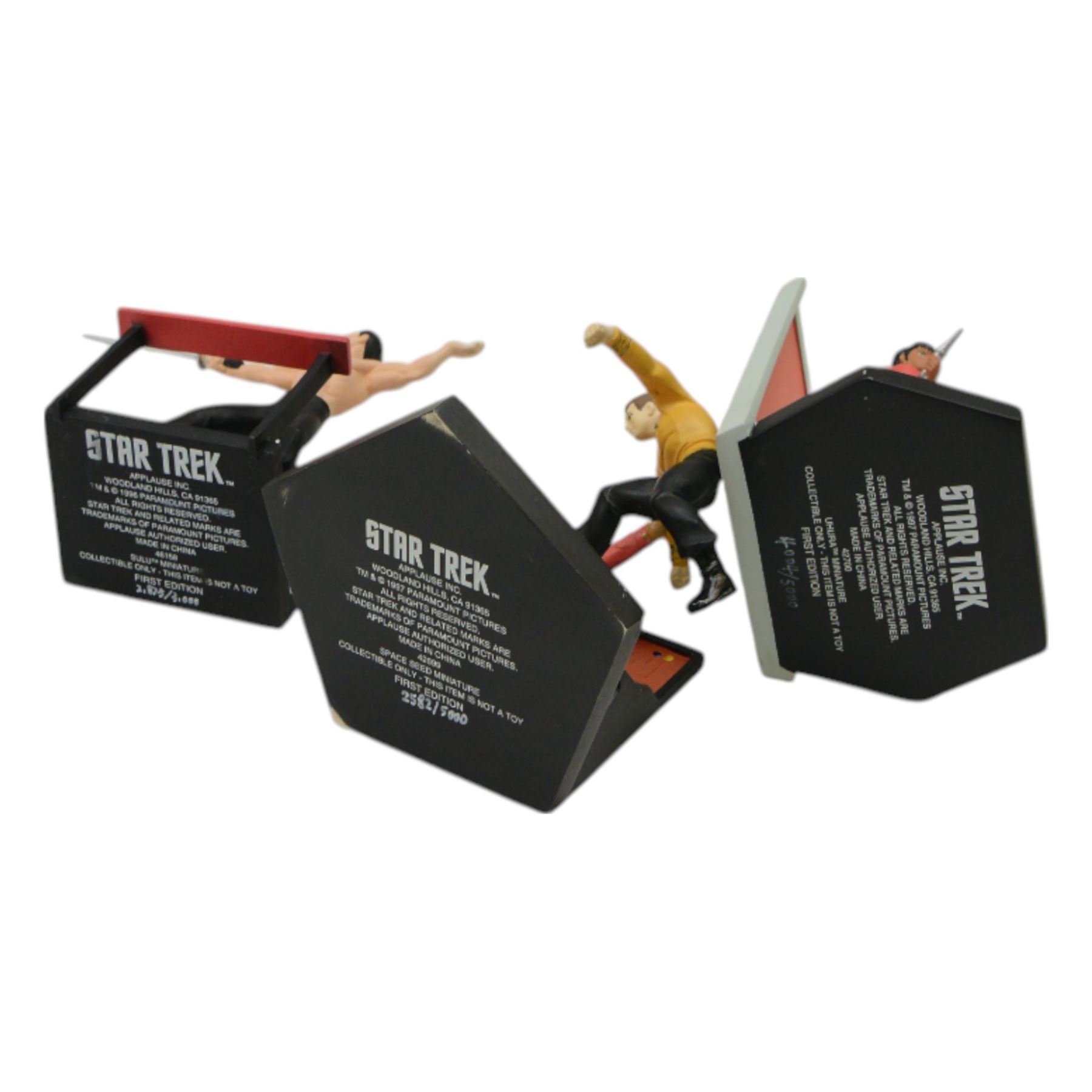 Twelve limited edition Applause Star Trek resin figures, including Star Trek Generations 'Captain Kirk meets Captain Pickard' figure, all with certificates of authenticity