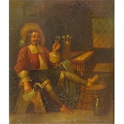  Tavern Scenes, pair of 19th century continental oils on wood panel indistinctly signed 19.5cm x 16cm (2)  