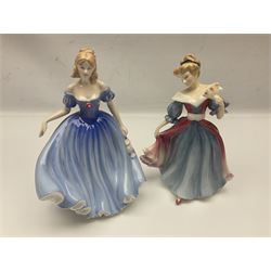 Eight Royal Doulton figures, to include Amy HN3316, Melissa HN3977, Lauren HN3975, Victoria HN4623, Deborah HN3644, etc all with printed marks beneath 